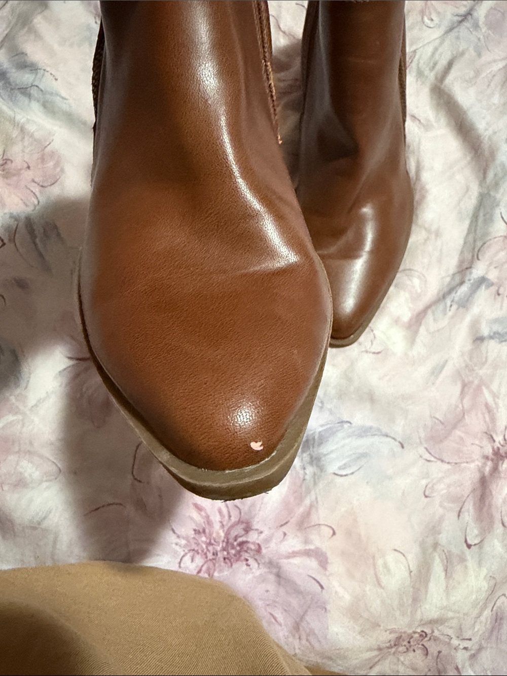 Universal Thread Brown Leather-Look Ankle Booties with Stacked Heel - Picture 6 of 7